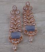 Rose Gold Plated Grey Stone Cubic Zirconia Designer Dangler Earrings 216ED642