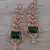 Rose Gold Plated Green Stone Cubic Zirconia Designer Dangler Earrings 216ED643
