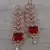 Rose Gold Plated Red Stone Cubic Zirconia Designer Dangler Earrings 216ED644