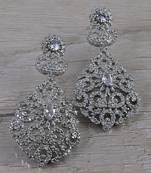 Rhodium Plated Cubic Zirconia Designer Dangler Earrings 216ED646