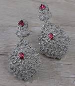Rhodium Plated Cubic Zirconia Designer Dangler Earrings 216ED647