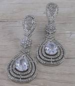 Rhodium Plated Cubic Zirconia Designer Dangler Earrings 216ED657