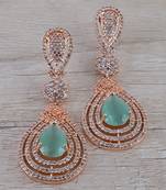 Rose Gold Plated Mint Stone Cubic Zirconia Designer Dangler Earrings 216ED661