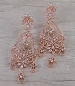 Rose Gold Plated Cubic Zirconia Designer Dangler Earrings 216ED663
