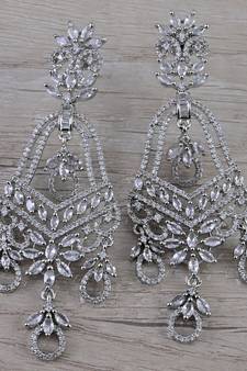 Rhodium Plated Cubic Zirconia Designer Dangler Earrings 216ED664