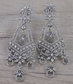 Rhodium Plated Cubic Zirconia Designer Dangler Earrings 216ED664