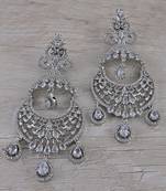 Rhodium Plated Cubic Zirconia Designer Dangler Earrings 216ED669