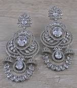 Rhodium Plated Cubic Zirconia Designer Dangler Earrings 216ED673