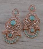 Rose Gold Plated Mint Stone Cubic Zirconia Designer Dangler Earrings 216ED675