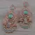 Rose Gold Plated Mint Stone Cubic Zirconia Designer Dangler Earrings 216ED675
