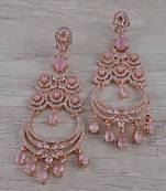 Rose Gold Plated Cubic Zirconia Designer Dangler Earrings 216ED683