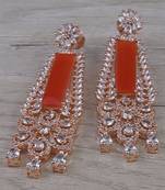 Rose Gold Plated Orange Stone Cubic Zirconia Designer Dangler Earrings 216ED632