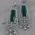 Rhodium Plated Green Stone Cubic Zirconia Designer Dangler Earrings 216ED634