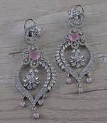 Rhodium Plated Cubic Zirconia Designer Dangler Earrings 216ED636