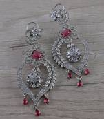 Rhodium Plated Cubic Zirconia Designer Dangler Earrings 216ED637