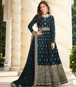 Dark-teal sequins georgette salwar