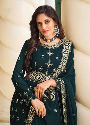 Dark-teal sequins georgette salwar 3