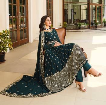 Dark-teal sequins georgette salwar 4