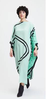 Beach Wear Sea Green Shaded Dot Printed Style Women French Moss Kaftan 1