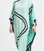 Beach Wear Sea Green Shaded Dot Printed Style Women French Moss Kaftan