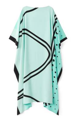 Beach Wear Sea Green Shaded Dot Printed Style Women French Moss Kaftan 5