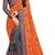 Orange embroidered silk saree with blouse