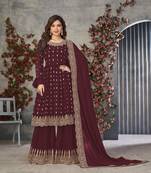 Maroon embroidered georgette salwar