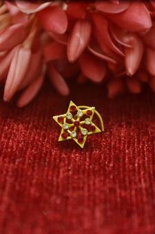 RED Star Designer Gold Plated diamond nosering or nosepin