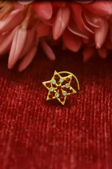RED Star Designer Gold Plated diamond nosering or nosepin