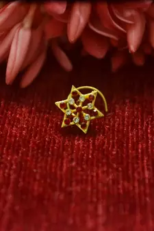 RED Star Designer Gold Plated diamond nosering or nosepin