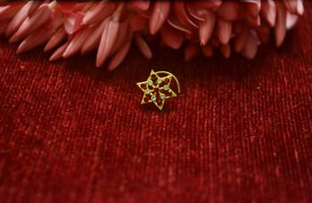 RED Star Designer Gold Plated diamond nosering or nosepin 4
