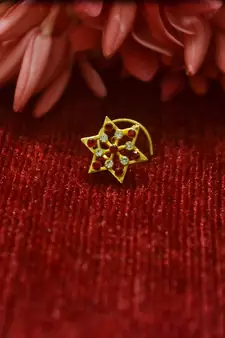RED Star Designer Gold Plated diamond nosering or nosepin