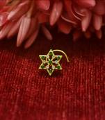 Green Floral Designer Gold Plated diamond nosering or nosepin
