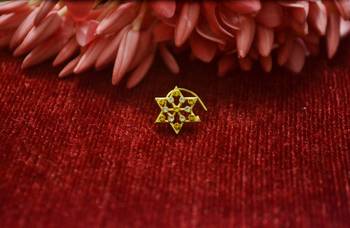 Yellow Floral Designer Gold Plated diamond nosering or nosepin 1