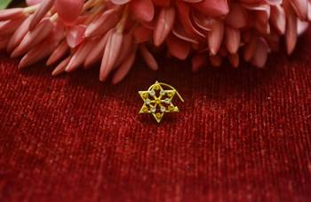 Yellow Floral Designer Gold Plated diamond nosering or nosepin 2