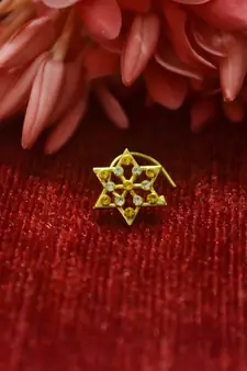 Yellow Floral Designer Gold Plated diamond nosering or nosepin
