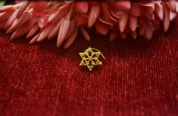 Yellow Floral Designer Gold Plated diamond nosering or nosepin 3