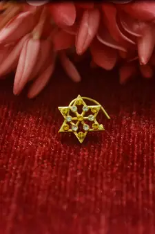 Yellow Floral Designer Gold Plated diamond nosering or nosepin