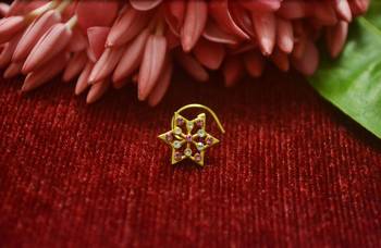Pink Floral Designer Gold Plated diamond nosering or nosepin 2