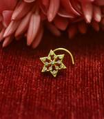 White Floral Designer Gold Plated diamond nosering or nosepin