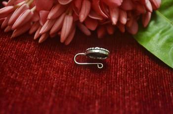 Silver Designer clip or clipon oxidised nosering or Oxidized nosepin 2