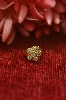 Gold Floral Designer Gold Plated diamond nosering or nosepin