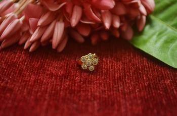 Gold Floral Designer Gold Plated diamond nosering or nosepin 2