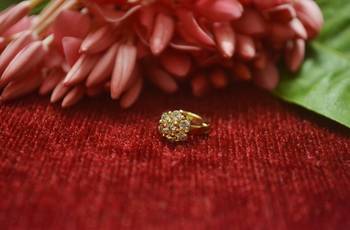 Gold Floral Designer Gold Plated diamond nosering or nosepin 1
