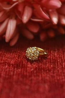 Gold Floral Designer Gold Plated diamond nosering or nosepin