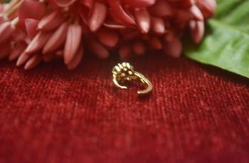 Gold Floral Designer Gold Plated diamond nosering or nosepin 2