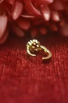 Gold Floral Designer Gold Plated diamond nosering or nosepin