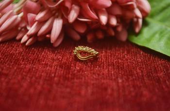 Gold Floral Designer Gold Plated diamond nosering or nosepin 1