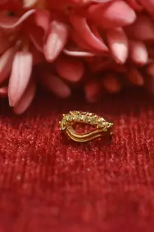 Gold Floral Designer Gold Plated diamond nosering or nosepin