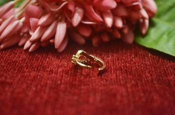 Gold Floral Designer Gold Plated diamond nosering or nosepin 3